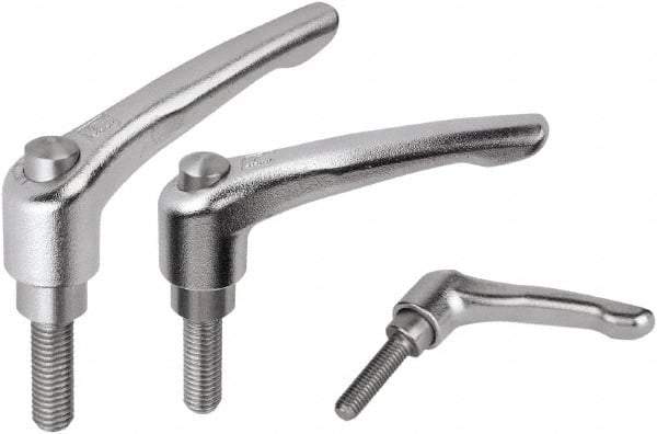 KIPP - M10, Stainless Steel Threaded Stud Adjustable Clamping Handle - 91mm OAL, 58.5mm High - Apex Tool & Supply