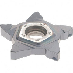 Iscar - PENTA24N318 C IC908 Grade, 0.1252" Cutting Width, Carbide Cutoff Insert - Neutral Lead Angle, 0.0079" Cnr Rad, TiN/TiAlN Coated - Apex Tool & Supply