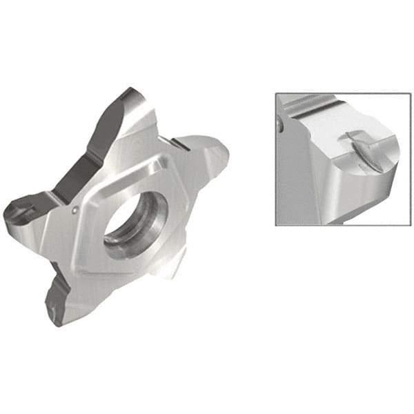 Iscar - PENTA24N318 J IC908 Grade, 0.1252" Cutting Width, Carbide Cutoff Insert - Neutral Lead Angle, 0.0626" Cnr Rad, TiN/TiAlN Coated - Apex Tool & Supply