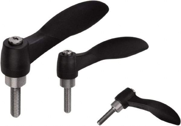 KIPP - 5/16-18, Fiberglass Reinforced Plastic & Thermoplastic SEBS Threaded Stud Adjustable Clamping Handle - 91.2mm OAL, 56.1mm High - Apex Tool & Supply