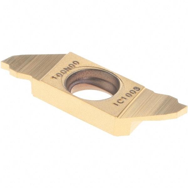 Iscar - SCIL22100 IC1008 Grade, 0.0394" Cutting Width, Carbide Cutoff Insert - Neutral Lead Angle, TiAlN/TiN Coated, Single End - Apex Tool & Supply