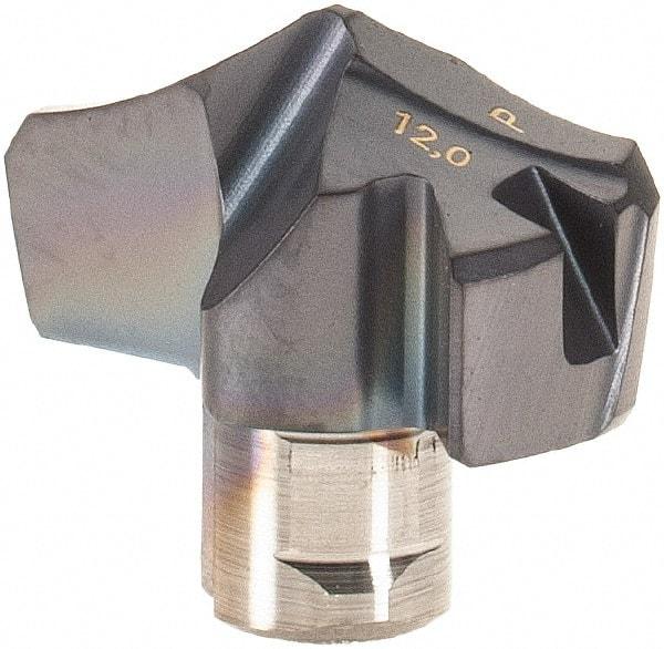 Iscar - Series HCP-IQ, 11.99mm Diam Grade IC908 Replaceable Drill Tip - Carbide, TiAlN/TiN Finish, 12 Seat Size - Apex Tool & Supply