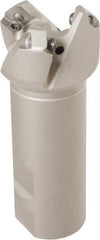 Iscar - 42° Lead Angle, 1.62" Max Cut Diam, 1-1/4" Min Cut Diam, 0.1" Max Depth of Cut, Indexable Chamfer and Angle End Mill - 3 Inserts, 4" Overall Length, Through Coolant, Weldon Flat - Apex Tool & Supply