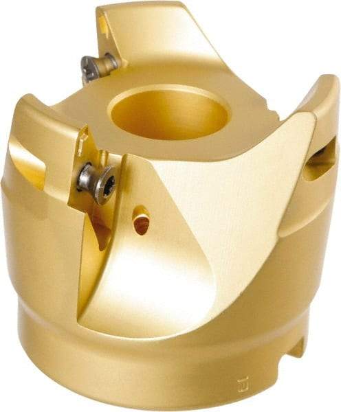Iscar - 3 Inserts, 2-1/2" Cut Diam, 1" Arbor Diam, 0.394" Max Depth of Cut, Indexable Square-Shoulder Face Mill - 2-1/4" High, HSM90S APCR 1405.. Insert Compatibility, Through Coolant, Series Helialu - Apex Tool & Supply