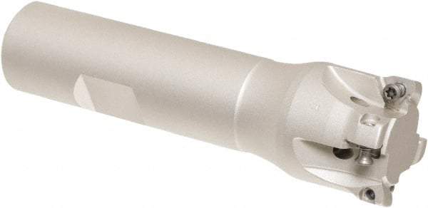 Iscar - 1" Cut Diam, 0.2" Max Depth of Cut, 3/4" Shank Diam, 3-1/2" OAL, Indexable Square Shoulder Helical End Mill - HM390 TCKT 0703PCTR Inserts, Weldon Shank, 90° Lead Angle, Through Coolant, Series HeliIQMill - Apex Tool & Supply