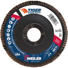 ‎4-1/2″ Saber Tooth Ceramic Abrasive Flap Disc, Angled, Phenolic Backing, 80C, 7/8″ Arbor Hole - Apex Tool & Supply