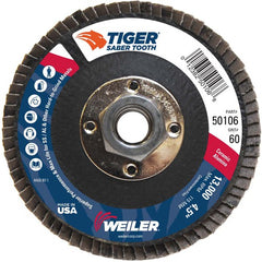 ‎4-1/2″ Saber Tooth Ceramic Abrasive Flap Disc, Angled, Phenolic Back,60C, 5/8″-11 UNC Nut - Apex Tool & Supply