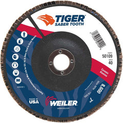 7″ Saber Tooth Ceramic Abrasive Flap Disc, Angled, Phenolic Backing, 40C, 7/8″ Arbor Hole - Apex Tool & Supply