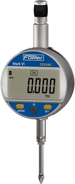 Fowler - 0 to 25mm Range, 0.0005" Graduation, Electronic Drop Indicator - Center Lug Back, Accurate to 0.0004", Inch & Metric System, LCD Display - Apex Tool & Supply
