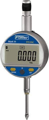 Fowler - 0 to 25mm Range, 0.0005" Graduation, Electronic Drop Indicator - Center Lug Back, Accurate to 0.0004", Inch & Metric System, LCD Display - Apex Tool & Supply
