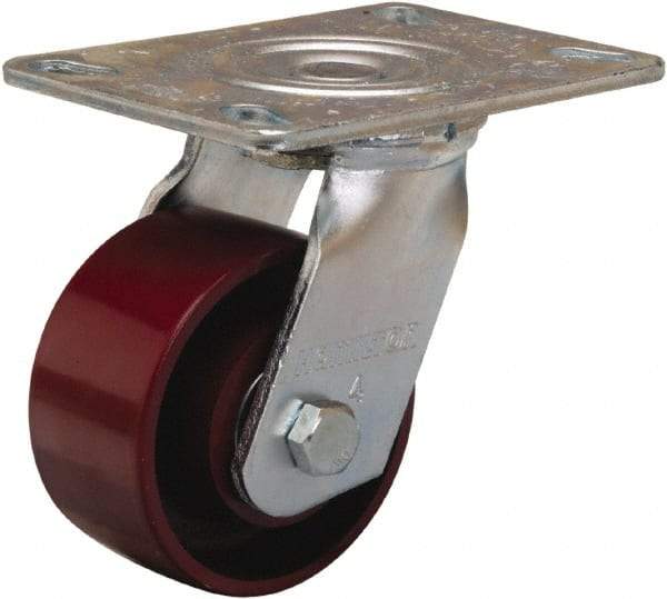 Hamilton - 4" Diam x 2" Wide x 5-5/8" OAH Top Plate Mount Swivel Caster - Cast Iron, 900 Lb Capacity, Sealed Precision Ball Bearing, 4-1/2 x 6-1/4" Plate - Apex Tool & Supply