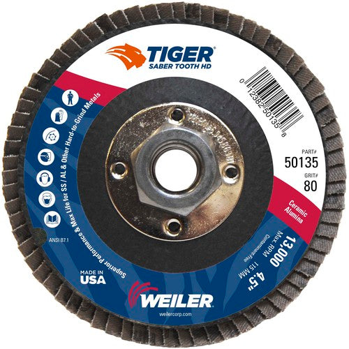 ‎4-1/2 Saber Tooth High Density Ceramic Abrasive, 80C, 5/8″-11 UNC Nut - Apex Tool & Supply