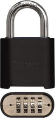 Master Lock - 2" Body Width x 3" Body Height, 1" Shackle Clearance, Powder Coating Combination Lock - 5/16" Shackle Diam, 1" Shackle Width, Set Your Own 4 Digit Combination - Apex Tool & Supply
