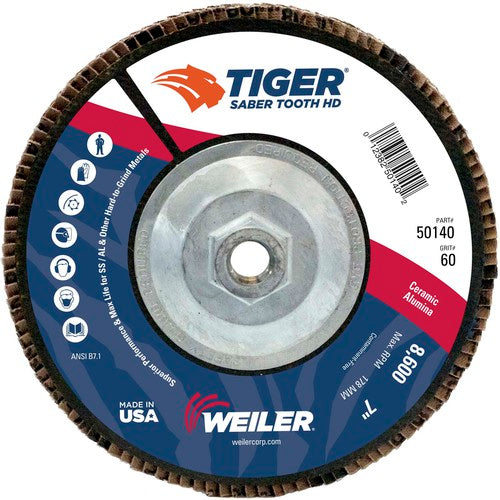 7″ Saber Tooth High Density Ceramic Abrasive, 60C, 5/8″-11 UNC Nut - Apex Tool & Supply