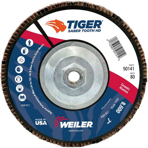 7″ Saber Tooth High Density Ceramic Abrasive, 80C, 5/8″-11 UNC Nut - Apex Tool & Supply