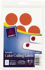 AVERY - 1-1/4" Wide x 1-1/4" Long, Neon Red Paper Color Coding Labels - For Laser Printers - Apex Tool & Supply