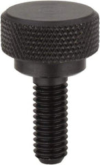 Morton Machine Works - 1/4-20 Knurled Shoulder Flat Tip Grade C-12L14 Steel Thumb Screw - 7/8" OAL, 3/8" Head Height - Apex Tool & Supply