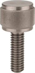 Morton Machine Works - 3/8-16 Knurled Shoulderless Flat Tip Grade 303 Stainless Steel Thumb Screw - 2-3/16" OAL, 11/16" Head Height - Apex Tool & Supply
