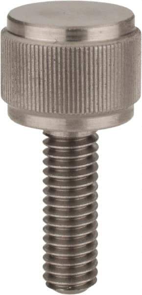 Morton Machine Works - 5/16-18 Knurled Shoulderless Flat Tip Grade 303 Stainless Steel Thumb Screw - 1-13/16" OAL, 9/16" Head Height - Apex Tool & Supply
