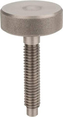 Morton Machine Works - M12x1.75 Knurled Shoulderless Dog Point Tip Grade 303 Stainless Steel Thumb Screw - 102mm OAL, 32mm Head Diam x 13mm Head Height - Apex Tool & Supply