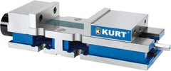 Kurt - 8" Jaw Width, 10-1/4" Jaw Opening Capacity, Horizontal Stationary Machine Vise - Reverse Hydraulic Operation, 1 Station, 27" Long x 6" High x 1" Deep, 6" Jaw Height, 3,200 Lb Max Clamp Force, Ductile Iron - Apex Tool & Supply