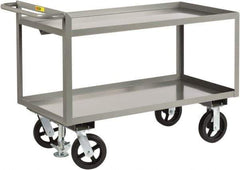 Little Giant - 2,400 Lb Capacity, 2 Shelf, Steel Shelf Truck - 48" Long x 24" Wide x 36" High, 8" Diam Mold-On Rubber Wheels - Apex Tool & Supply