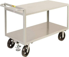 Little Giant - 2,400 Lb Capacity, 2 Shelf, Steel Shelf Truck - 48" Long x 30" Wide x 36" High, 8" Diam Mold-On Rubber Wheels - Apex Tool & Supply