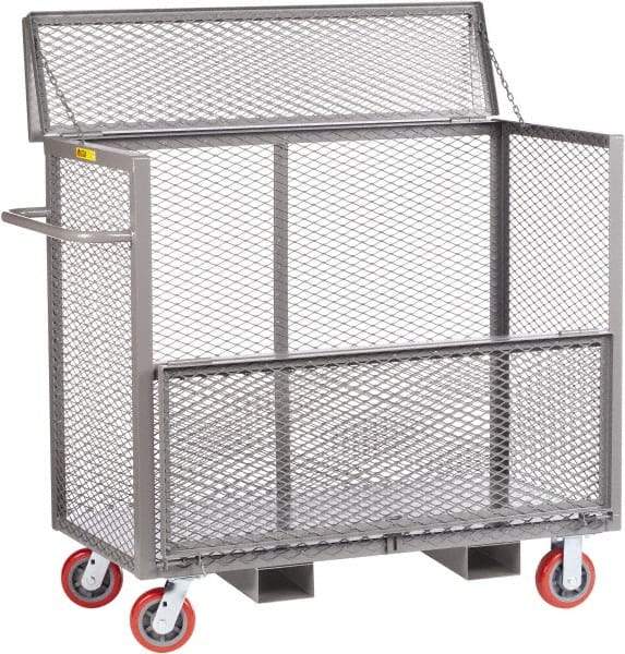 Little Giant - 3,600 Lb Capacity, 1 Shelf, 4-Sided Steel Security Truck - 60" Long x 30" Wide x 47" High, 6" Diam Polyurethane Wheels - Apex Tool & Supply