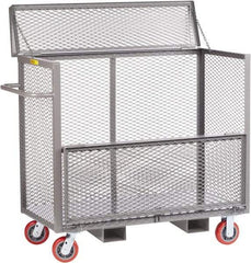 Little Giant - 3,600 Lb Capacity, 1 Shelf, 4-Sided Steel Security Truck - 60" Long x 30" Wide x 47" High, 6" Diam Polyurethane Wheels - Apex Tool & Supply