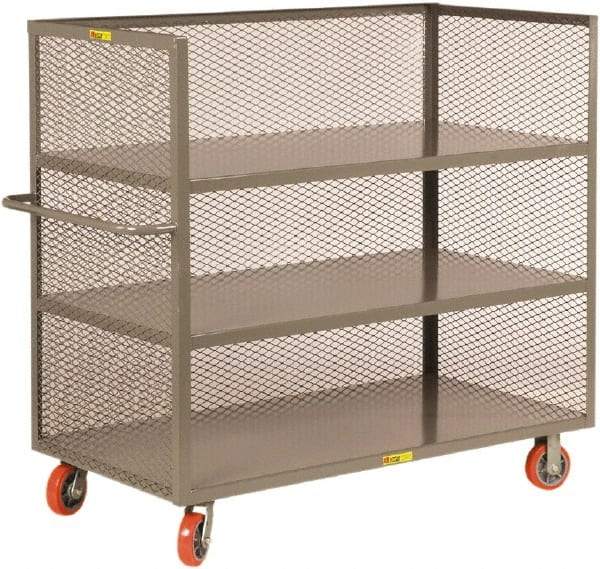 Little Giant - 3,600 Lb Capacity, 3 Shelf, 3-Sided Steel Truck - 60" Long x 30" Wide x 57" High, 6" Diam Polyurethane Wheels - Apex Tool & Supply