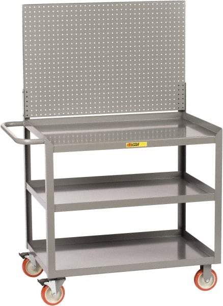 Little Giant - 1,200 Lb Capacity, 3 Shelf Mobile Workstation - 36" Wide x 24" Deep x 59-1/2" High, Steel, Gray - Apex Tool & Supply