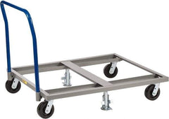 Little Giant - 3,600 Lb Capacity Steel Pallet Dolly With Handle - 48" Long x 42" Wide x 9" High, 6" Phenolic Wheels - Apex Tool & Supply