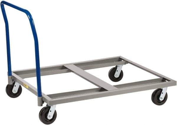Little Giant - 3,600 Lb Capacity Steel Pallet Dolly With Handle - 48" Long x 48" Wide x 9" High, 6" Phenolic Wheels - Apex Tool & Supply