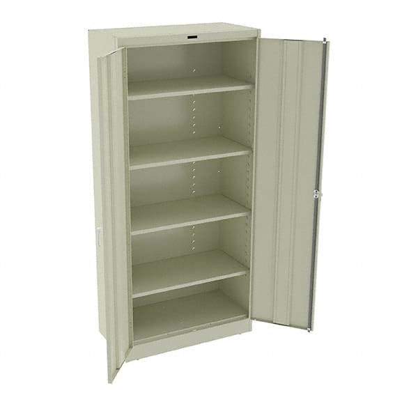 Tennsco - 5 Shelf Locking Storage Cabinet - Steel, 36" Wide x 18" Deep x 78" High, Sand - Apex Tool & Supply