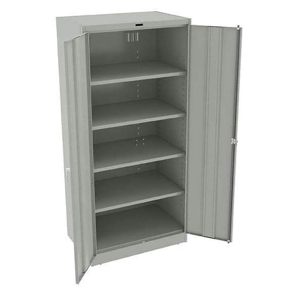 Tennsco - 5 Shelf Locking Storage Cabinet - Steel, 36" Wide x 24" Deep x 78" High, Light Gray - Apex Tool & Supply