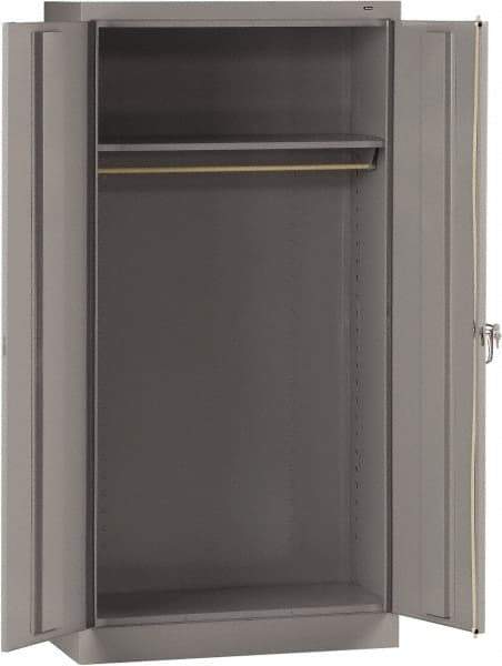 Tennsco - 2 Shelf Wardrobe Storage Cabinet - Steel, 36" Wide x 18" Deep x 72" High, Medium Gray - Apex Tool & Supply