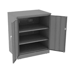 Tennsco - 3 Shelf Locking Storage Cabinet - Steel, 36" Wide x 24" Deep x 42" High, Medium Gray - Apex Tool & Supply