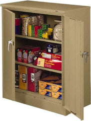 Tennsco - 3 Shelf Locking Storage Cabinet - Steel, 36" Wide x 18" Deep x 42" High, Sand - Apex Tool & Supply