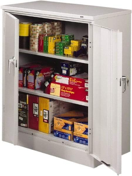 Tennsco - 3 Shelf Locking Storage Cabinet - Steel, 36" Wide x 18" Deep x 42" High, Light Gray - Apex Tool & Supply
