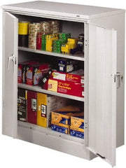 Tennsco - 3 Shelf Locking Storage Cabinet - Steel, 36" Wide x 18" Deep x 42" High, Champagne/Putty - Apex Tool & Supply
