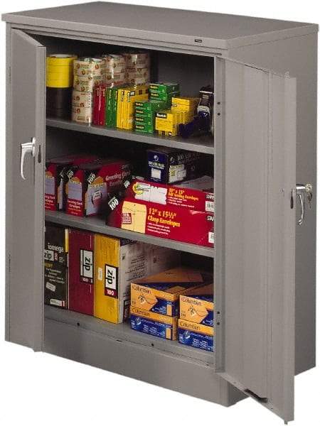 Tennsco - 3 Shelf Locking Storage Cabinet - Steel, 36" Wide x 18" Deep x 42" High, Medium Gray - Apex Tool & Supply