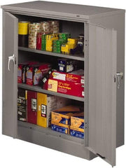 Tennsco - 3 Shelf Locking Storage Cabinet - Steel, 36" Wide x 18" Deep x 42" High, Medium Gray - Apex Tool & Supply