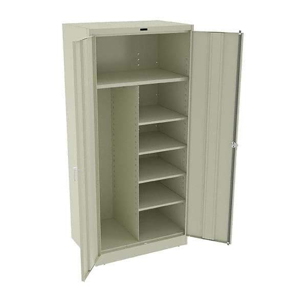 Tennsco - 6 Shelf Combination Storage Cabinet - Steel, 36" Wide x 24" Deep x 78" High, Champagne/Putty - Apex Tool & Supply