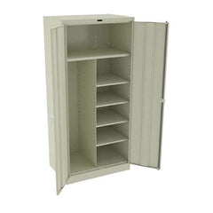 Tennsco - 6 Shelf Combination Storage Cabinet - Steel, 36" Wide x 24" Deep x 78" High, Champagne/Putty - Apex Tool & Supply