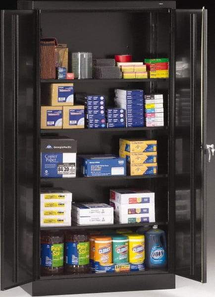 Tennsco - 5 Shelf Locking Storage Cabinet - Steel, 36" Wide x 18" Deep x 72" High, Black - Apex Tool & Supply