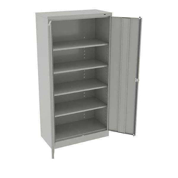 Tennsco - 5 Shelf Locking Storage Cabinet - Steel, 36" Wide x 18" Deep x 72" High, Light Gray - Apex Tool & Supply