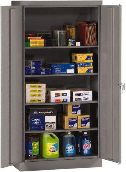 Tennsco - 5 Shelf Locking Storage Cabinet - Steel, 36" Wide x 18" Deep x 72" High, Medium Gray - Apex Tool & Supply