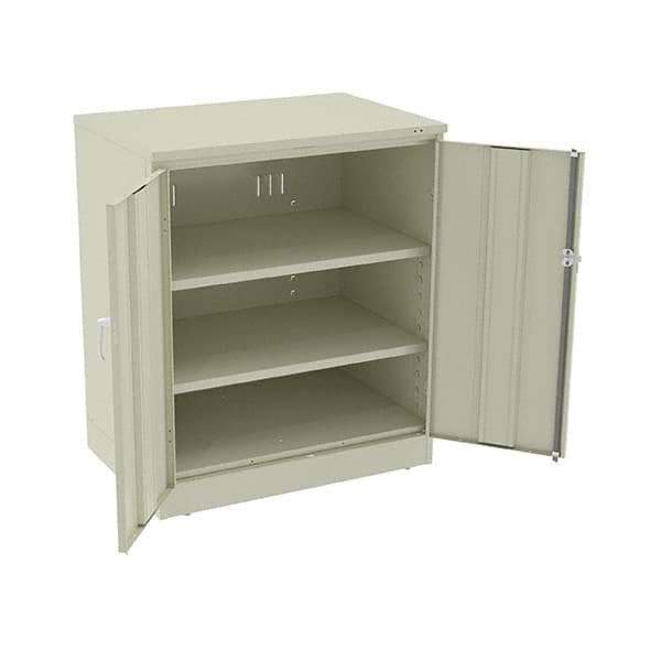 Tennsco - 3 Shelf Locking Storage Cabinet - Steel, 36" Wide x 24" Deep x 42" High, Champagne/Putty - Apex Tool & Supply