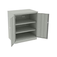 Tennsco - 3 Shelf Locking Storage Cabinet - Steel, 36" Wide x 24" Deep x 42" High, Light Gray - Apex Tool & Supply