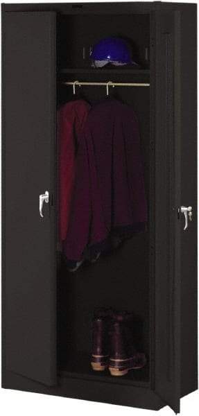 Tennsco - 2 Shelf Wardrobe Storage Cabinet - Steel, 36" Wide x 24" Deep x 78" High, Black - Apex Tool & Supply